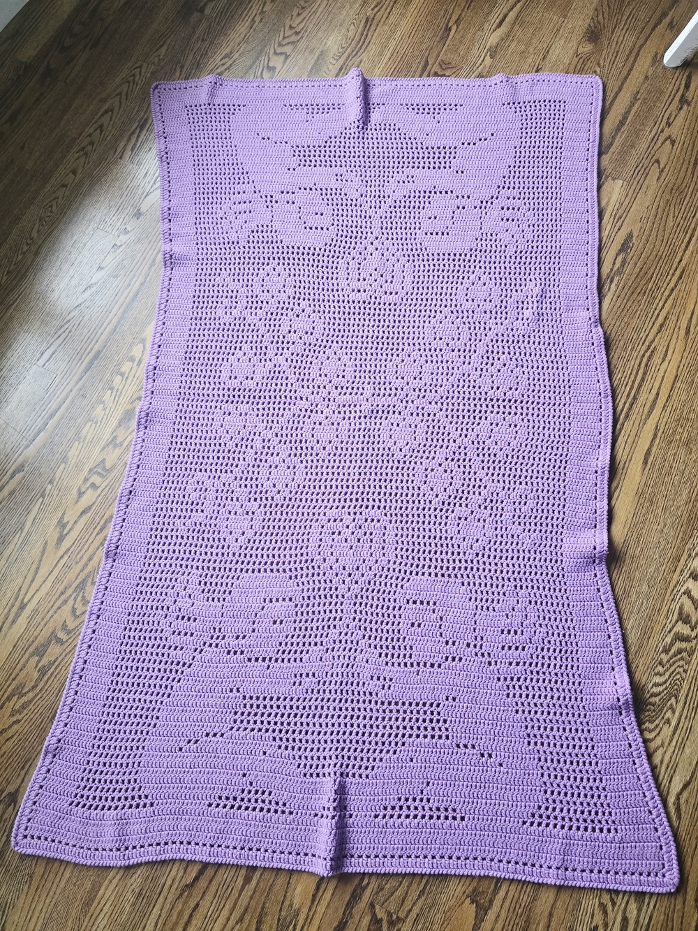 Handmade Lavender Crochet Throw Blanket - Soft Lilac Accent 67" x 36"